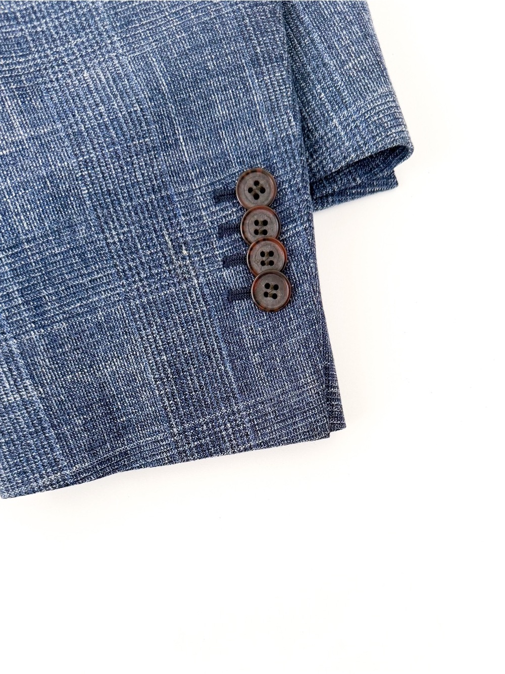 Suitsupply Hudson E. Thomas Wool Silk Linen Suit Blue Plaid Textured Weave 38R - Picture 13 of 16